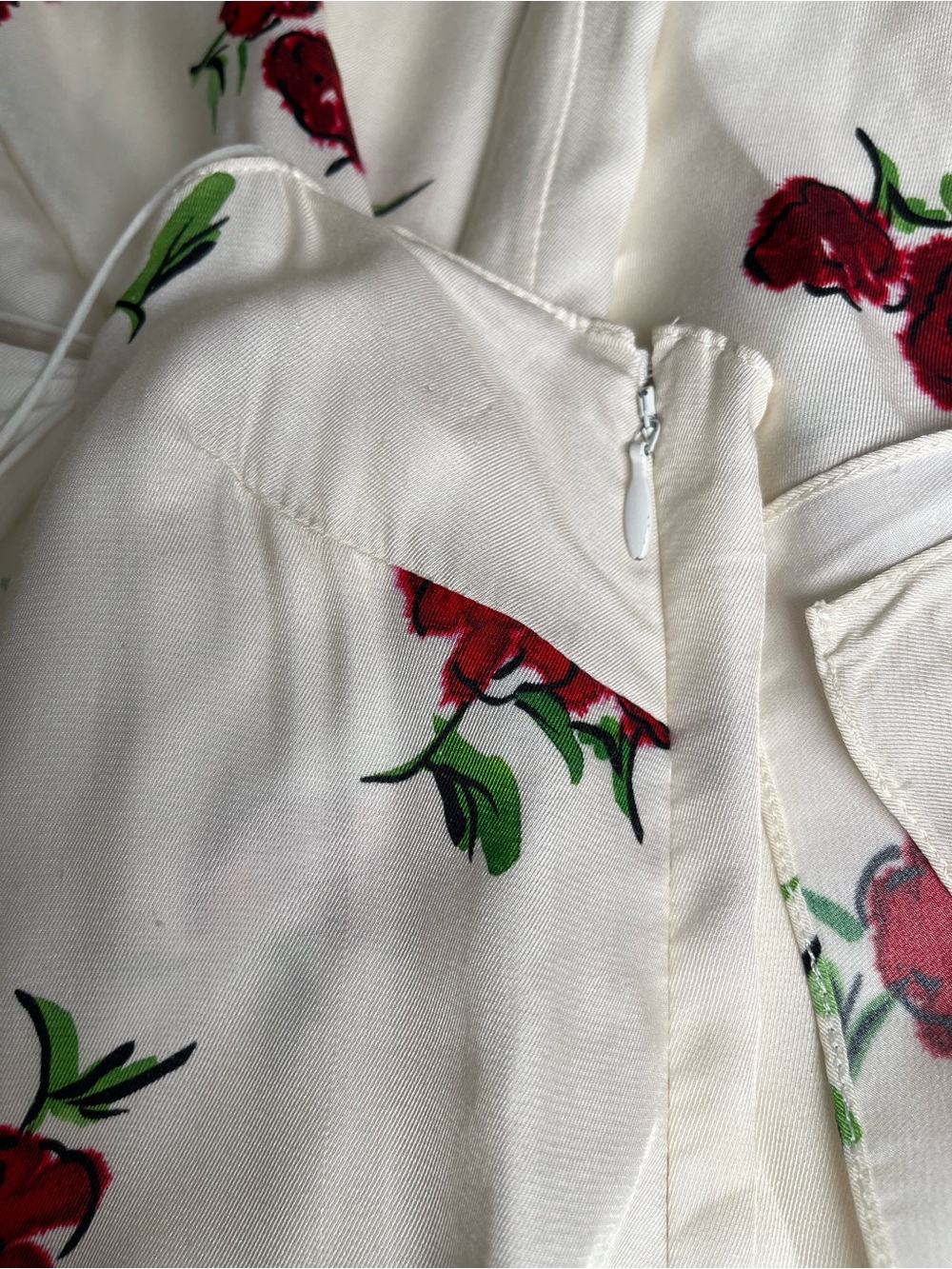KHAITE Cream Midi Slip Dress with Red Rose Print - Picture 7 of 10
